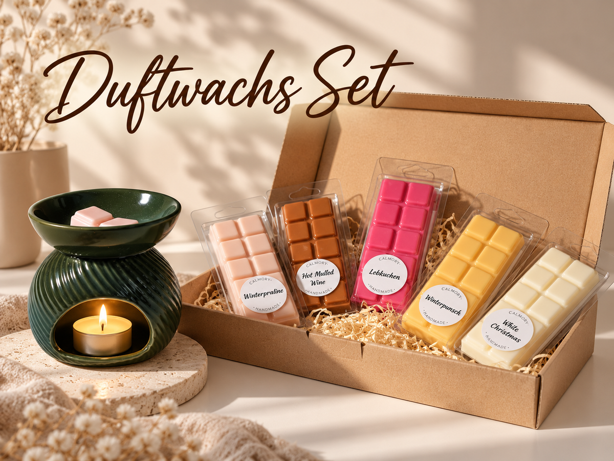 Duftwachs Set mit Duftlampe dunkelgrün